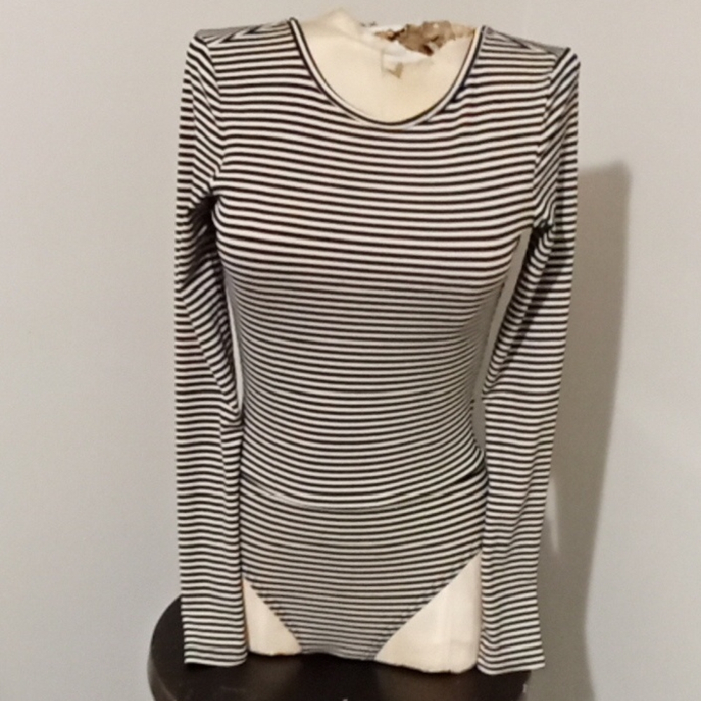 Lulu's Black and White Striped Bodysuit